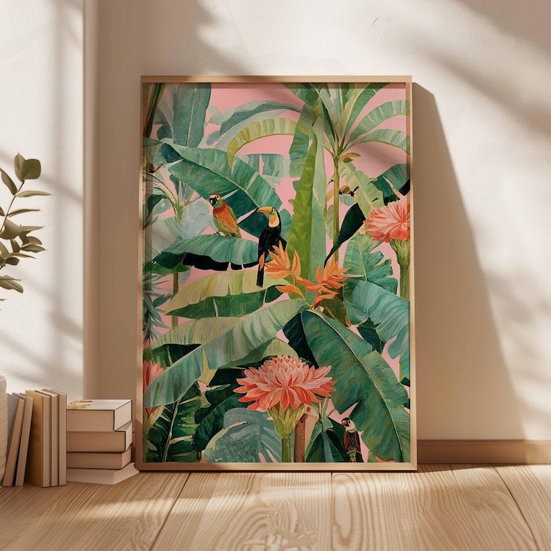 Home Office Furniture - 1 adet Retro Tropikal Kanvas Poster,