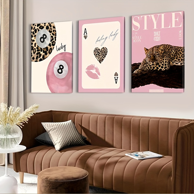Home Office Image - 3 adet Leopar Çita Kanvas Tablo