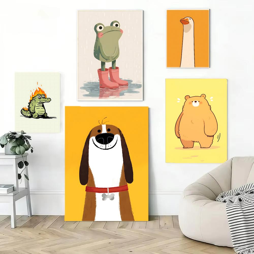 Home Office Interior Design - Sevimli Hayvan Karakter Tasarımlı Poster Duvar