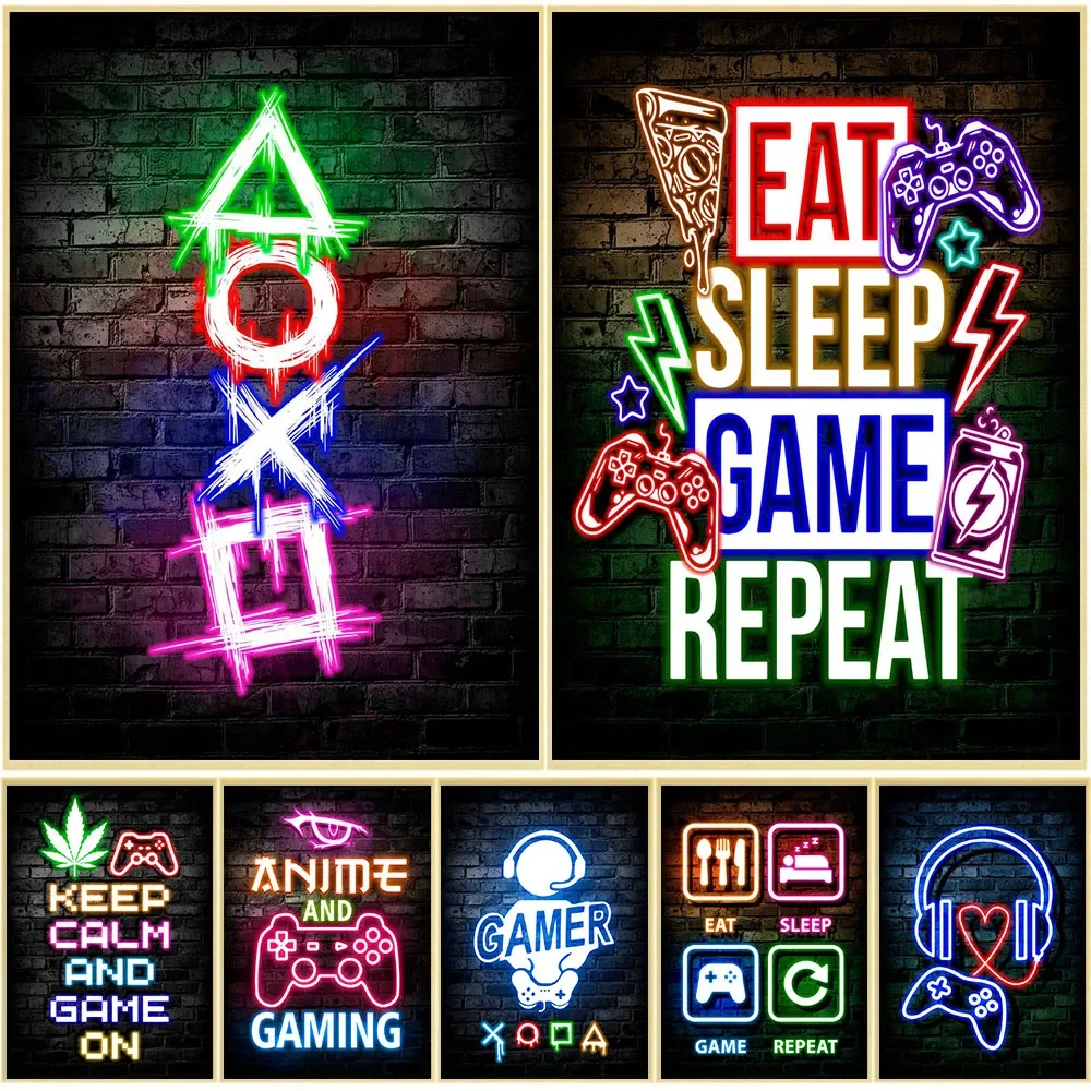 Home Office Ideas - Oyun Neon Yemek Uyku Oyunu Tekrar